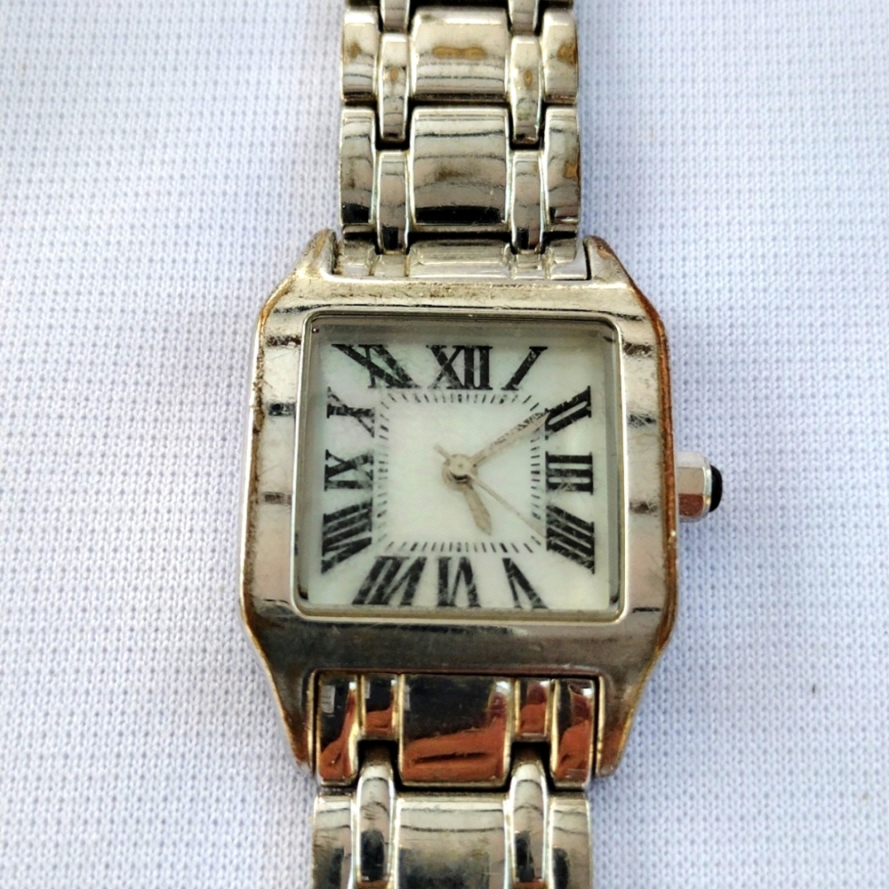 Bronzo Italia Silvertone Roman Numeral Watch